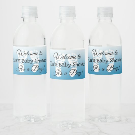 Aangepaste blauwe Baby showers flaconlabels Waterfles Etiket (Flessen)