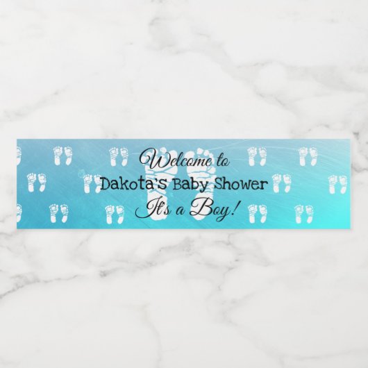 Aangepaste blauwe Baby showers flaconlabels Waterfles Etiket (Enkel label)