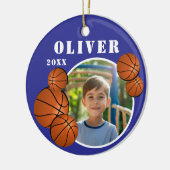 Aangepaste Blauwe Basketbal Sport Foto Keramisch Ornament (Links)