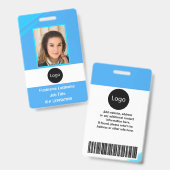 aangepaste blauwe bedrijf medewerker foto, logo, s badge (Voor- en achterkant)