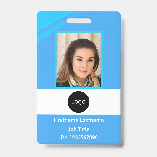 aangepaste blauwe bedrijf medewerker foto, logo, s badge (Voorzijde)