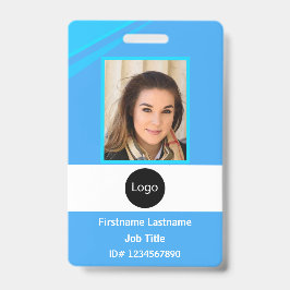 aangepaste blauwe bedrijf medewerker foto, logo, s badge