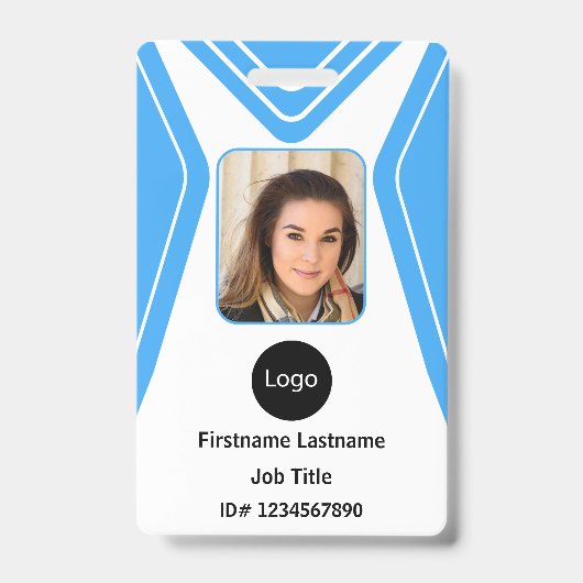 aangepaste blauwe bedrijf medewerker foto, logo, s badge (Voorzijde)