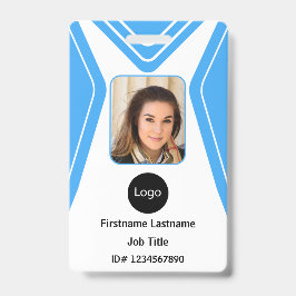 aangepaste blauwe bedrijf medewerker foto, logo, s badge
