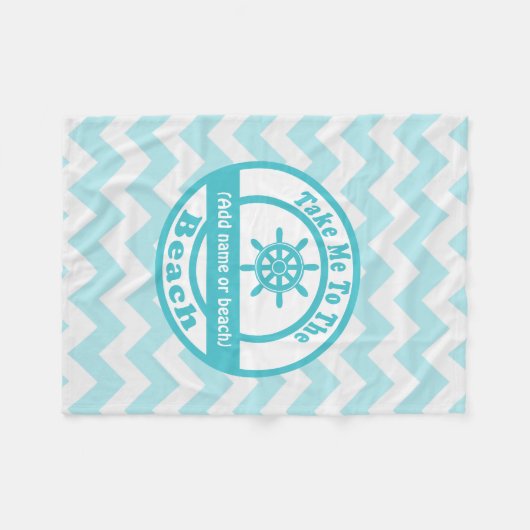 Aangepaste blauwe beugel fleece deken (Voorkant (Horizontaal))