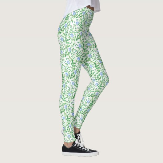 Aangepaste blauwe blauwe ochtendglorische Floral o Leggings (Rechts)