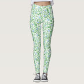 Aangepaste blauwe blauwe ochtendglorische Floral o Leggings (Voorkant)