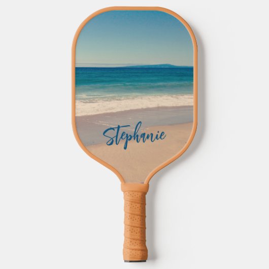 Aangepaste blauwe Blauwgroen Californische strand  Pickleball Paddle (Voorkant)