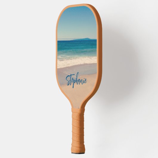 Aangepaste blauwe Blauwgroen Californische strand  Pickleball Paddle (Links)