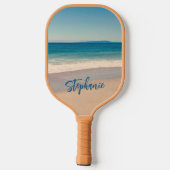 Aangepaste blauwe Blauwgroen Californische strand  Pickleball Paddle (Achterkant)