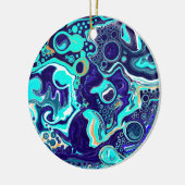 Aangepaste blauwe Blauwgroen oceaanwervelingen Vlo Keramisch Ornament (Links)