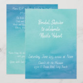 Aangepaste Blauwe & Blauwgroen Ombre Waterverf Vri Kaart (Voorkant / Achterkant)