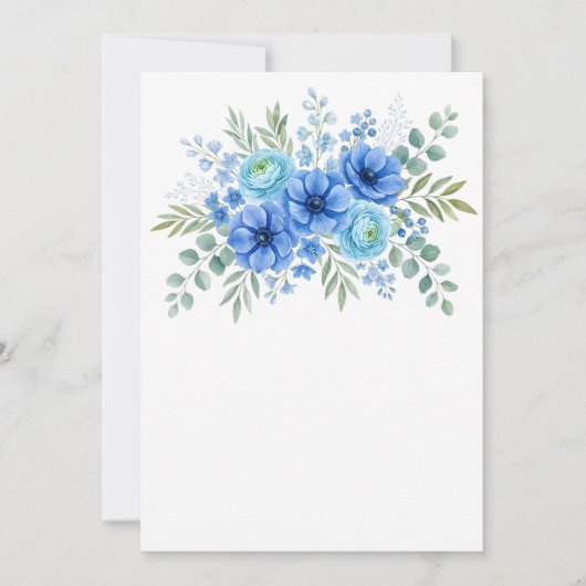 Aangepaste Blauwe Bloem Save The Date (Voorkant)