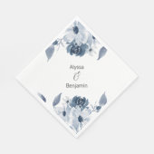 Aangepaste blauwe bloem waterverf bruiloft servet (Hoek)