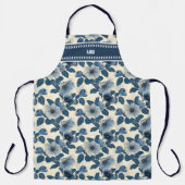 Aangepaste Blauwe Bloemen Gouden Glitter Japanse U Schort (Voorkant)