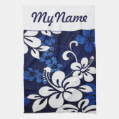 Aangepaste Blauwe Bloemen Hawaii Theedoek (Verticaal)