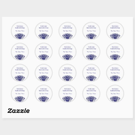 Aangepaste blauwe  bloemen Zeep Stickers (Vel)