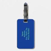 Aangepaste blauwe bloemenkleurlabel bagagelabel (Achterkant verticaal)