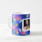 Aangepaste blauwe bloemige moederliefde mok (Voorkant links)