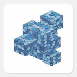 Aangepaste blauwe BLUE COINS STAIRS cadeau sticker