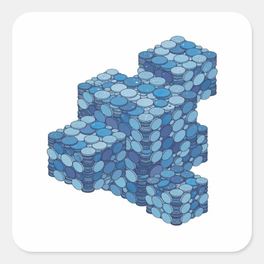 Aangepaste blauwe BLUE COINS STAIRS cadeau sticker (Voorkant)