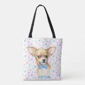 Aangepaste blauwe Bowtie Chihuahua Tote Bag (Achterkant)