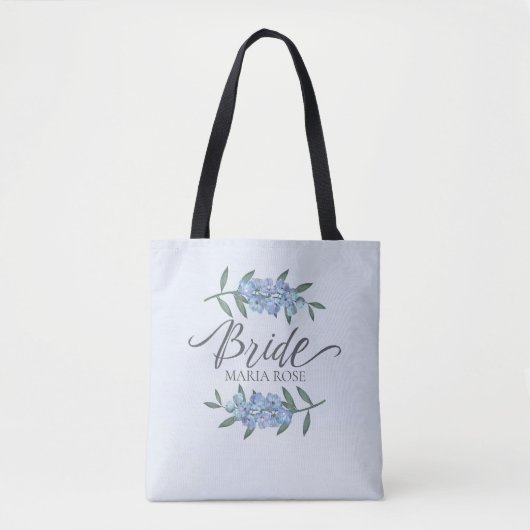 Aangepaste blauwe bride Floral Tote Bag (Voorkant)