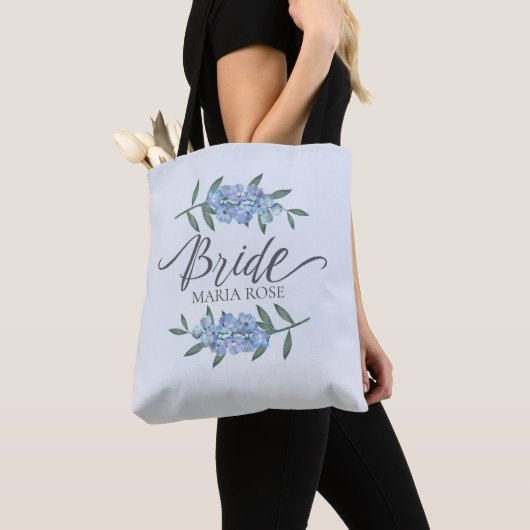 Aangepaste  blauwe bride Floral Tote Bag (Dichtbij)