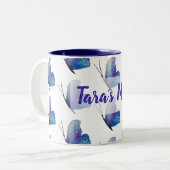 Aangepaste blauwe butterflyTwo-Tone Mok (Voorkant links)