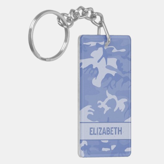 Aangepaste blauwe camo sleutelhanger (Voorkant Links)