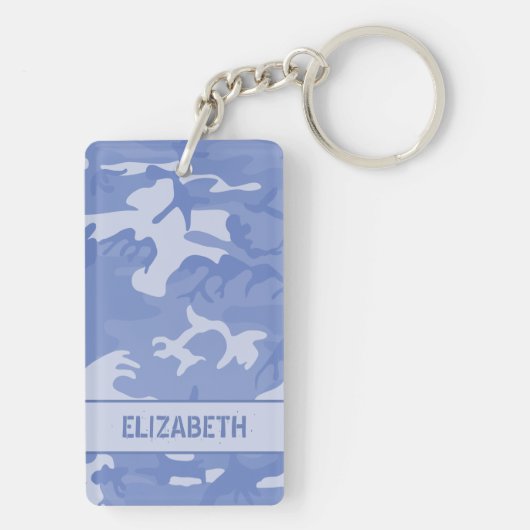 Aangepaste blauwe camo sleutelhanger (achterkant)