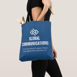 Aangepaste blauwe cyberbeveiligingsbedrijf marketi tote bag