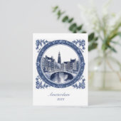 Aangepaste Blauwe Delft Amsterdam Briefkaart (Staand voorkant)
