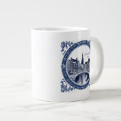Aangepaste Blauwe Delfts Amsterdam Souvenir Grote Koffiekop (Voorkant rechts)