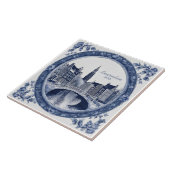 Aangepaste Blauwe Delfts Amsterdam Souvenir Tegeltje (Zijkant)