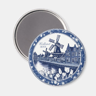 Aangepaste Blauwe Delfts Holland Souvenir Magneet