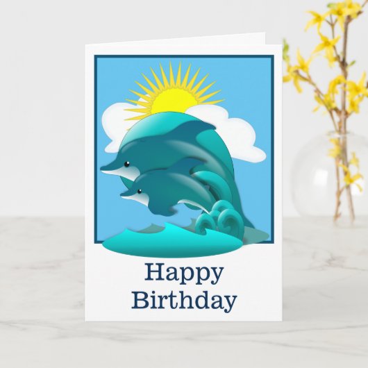 Aangepaste blauwe dolfijnen kaart (Gele Bloem)