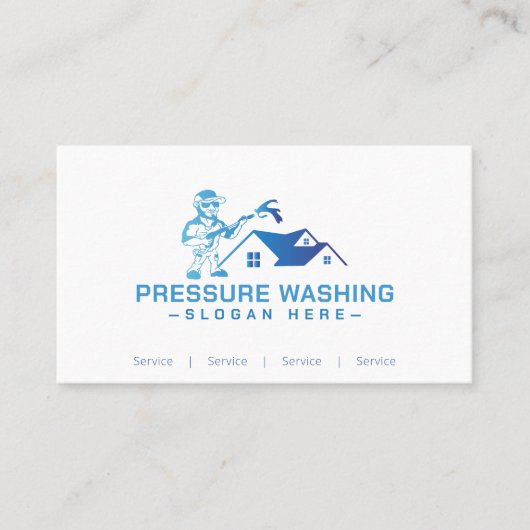 Aangepaste blauwe druk wassen witte Visitekaartjes (Voorkant)