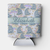 Aangepaste blauwe eenhoorns om te personaliseren blikjeskoeler (Voorkant)