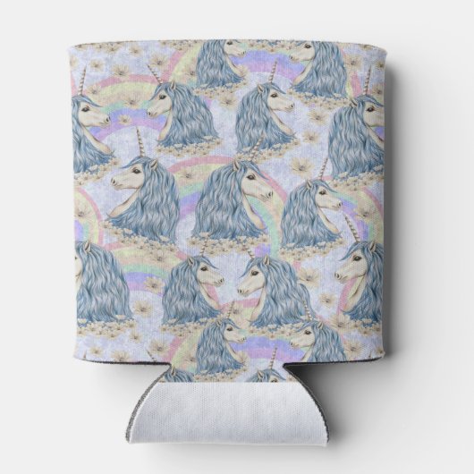 Aangepaste blauwe eenhoorns om te personaliseren blikjeskoeler (Achterkant)