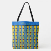 Aangepaste blauwe en gele stam tote bag (Voorkant)