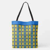 Aangepaste blauwe en gele stam tote bag (Achterkant)