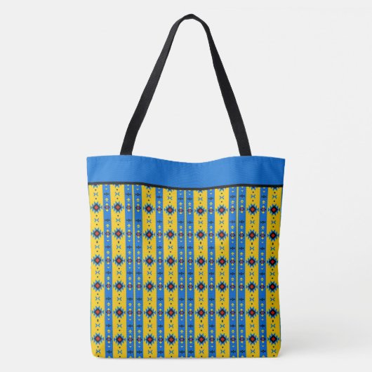 Aangepaste blauwe en gele stam tote bag (Achterkant)
