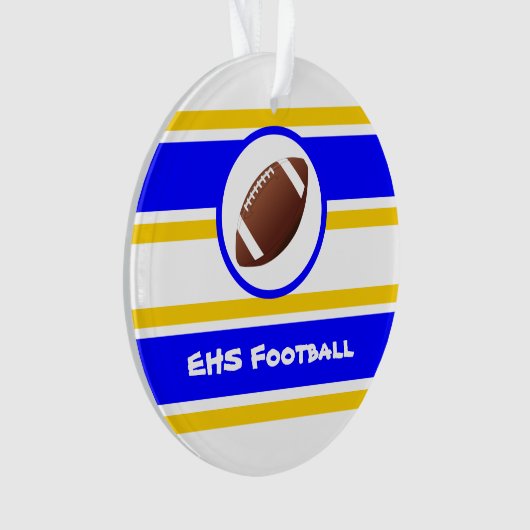 Aangepaste blauwe en gouden Football Ornament (voorkant)
