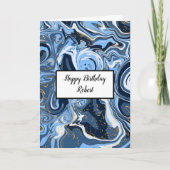 Aangepaste blauwe en goudmarmerdag kaart (Voorkant)