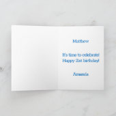 Aangepaste Blauwe en Groene Chevron 21ste Verjaard Kaart (Binnen)
