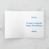 Aangepaste Blauwe en Groene Chevron 30ste Verjaard Kaart (Binnen)