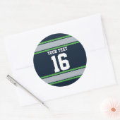 Aangepaste Blauwe en Groene Sportstripes Ronde Sticker (Envelop)