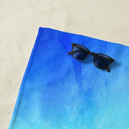 Aangepaste blauwe en groene strandhanddoek strandlaken (In situ)