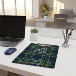 Aangepaste blauwe en groene tartan klembord voor z